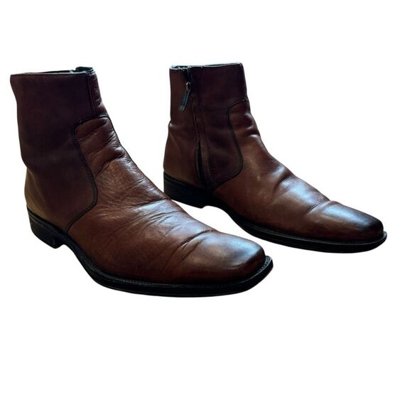 Kenneth Cole Burnished Leather Ankle Boots - Picture 7 of 10